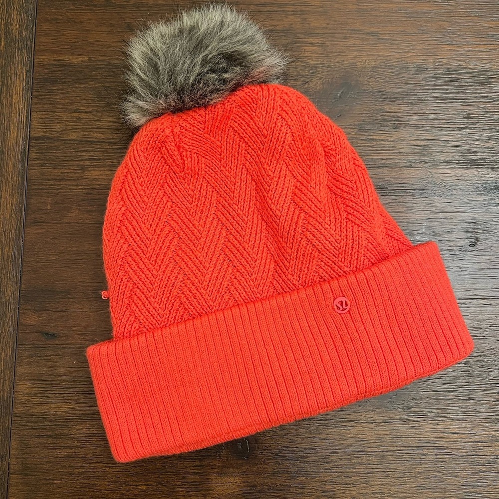 Lululemon Watermelon Red Sherpa Pompom Beanie Soft